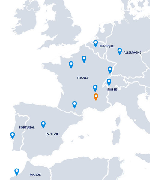 carte des implantations de Synelience Group